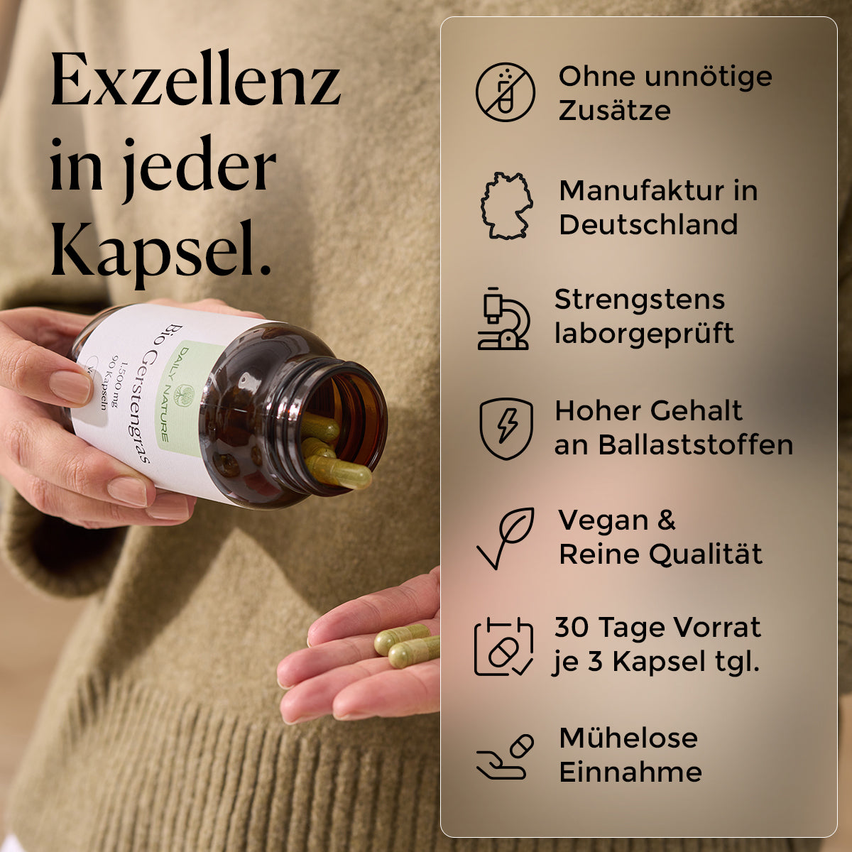 DAILY NATURE Bio Gerstengras Kapseln