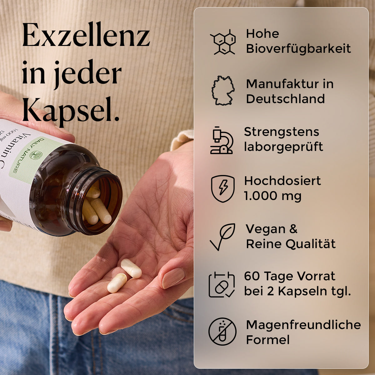 DAILY NATURE Gepufferte Vitamin C Kapseln
